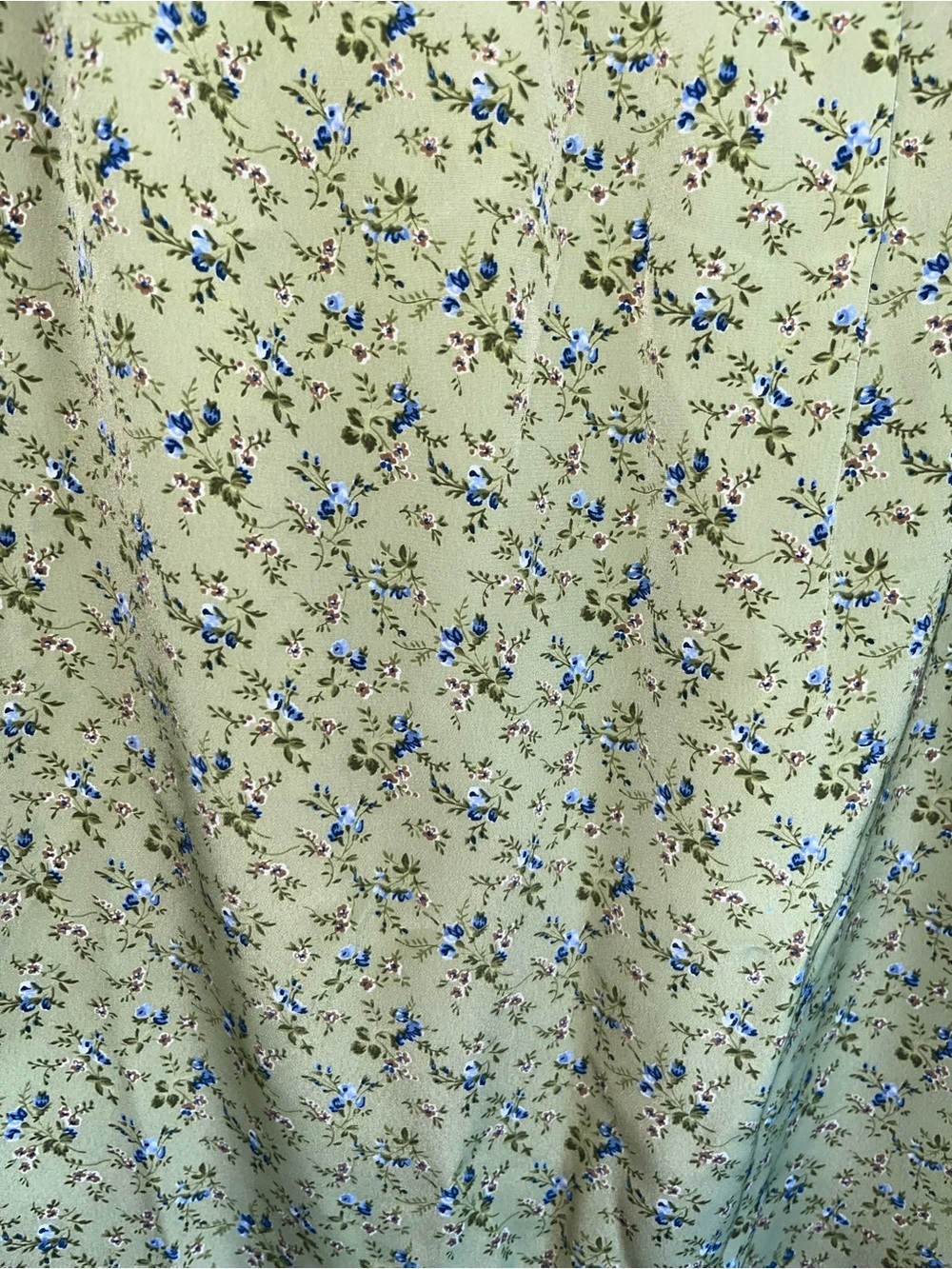 Vintage Floral Midi Skirt Green Cottagecore Bias Cut USA Made Size 12 - Picture 4 of 5